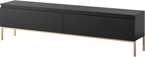 Mobile TV Da Terra 175 Cm 2 Ante Nero Piedini Oro Lume