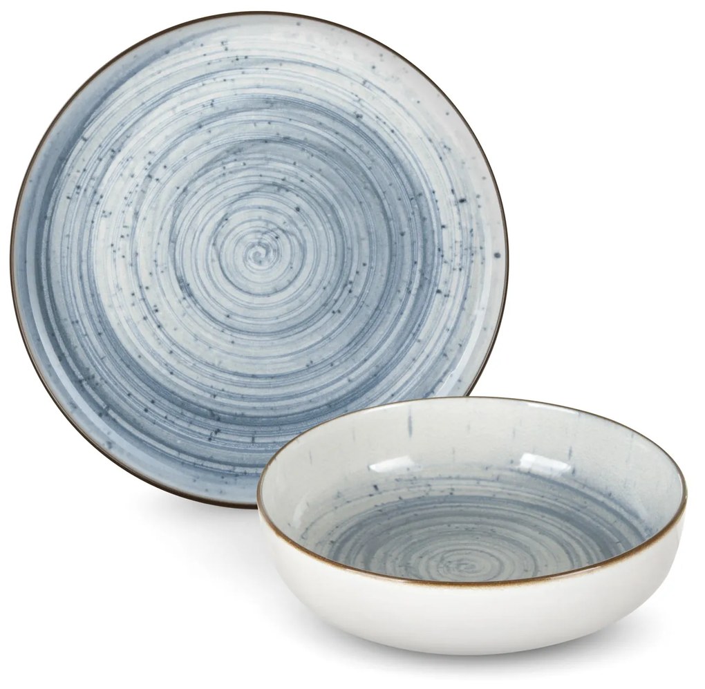 Servizio 24 piatti stoneware azzurro Nordic Brillo