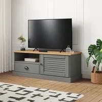 Mobile Porta TV VIGO Grigio 106x40x40 cm Legno Massello di Pino 353177