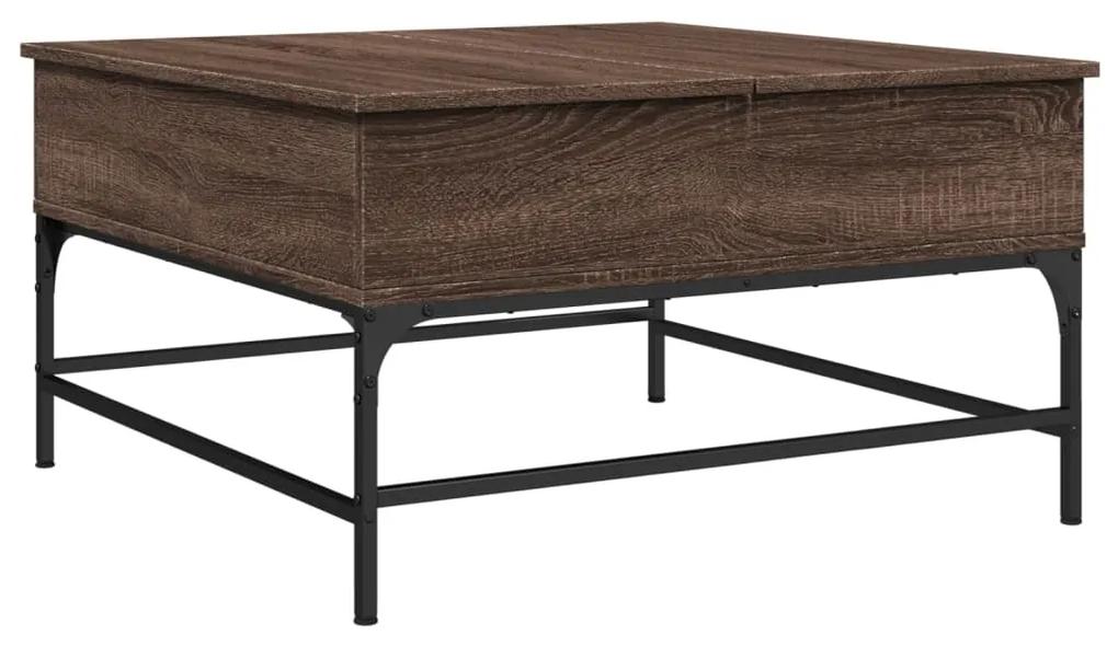 Tavolino salotto rovere marrone 80x80x45 cm multistrato metallo