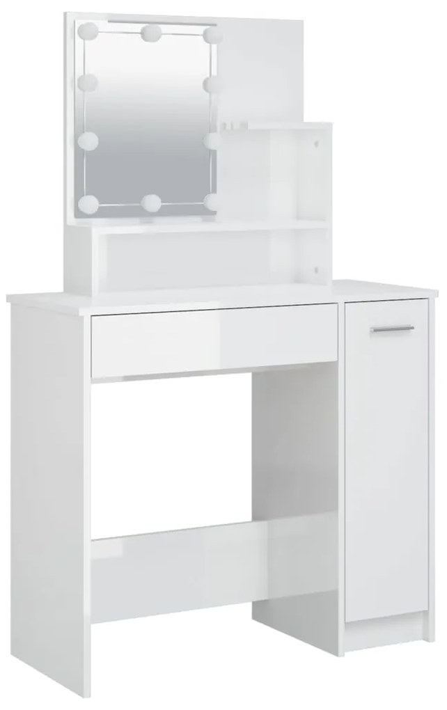 Toeletta con led bianco lucido 86,5x35x136 cm