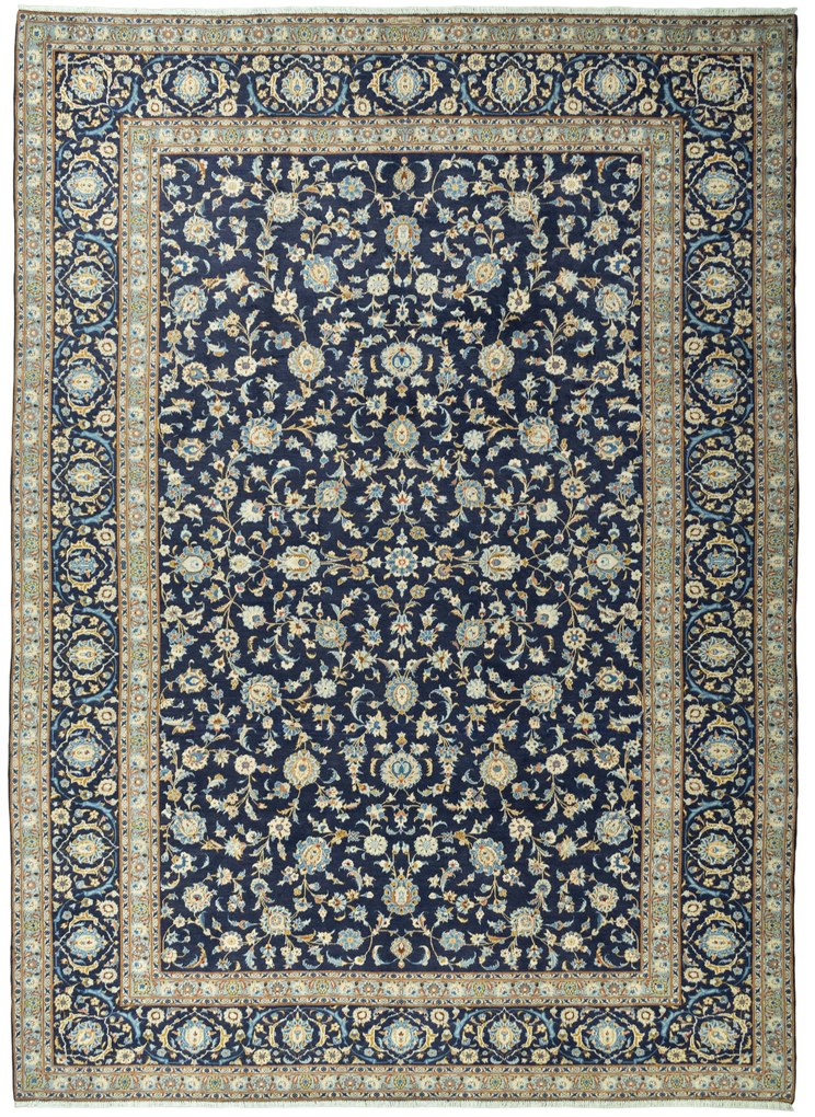 Kashan Tappeto persiano 310 x 430 Blu (Iran) Annodato A Mano