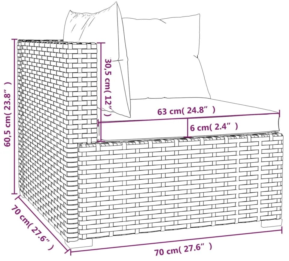 Set Divani da Giardino 5 pz con Cuscini in Polyrattan Marrone