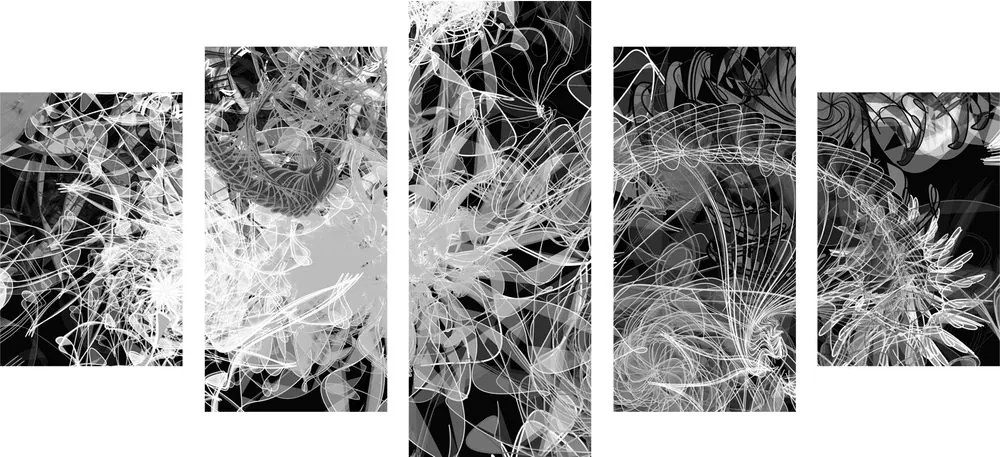 Quadri 5 pezzi – Arte astratta in bianco e nero