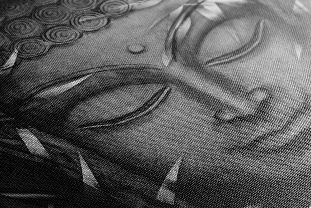 Stampa su tela – Buddha sorridente in bianco e nero