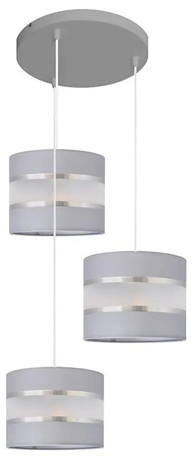 Lampadario a sospensione con filo HELEN 3xE27/15W/230V grigio/argento