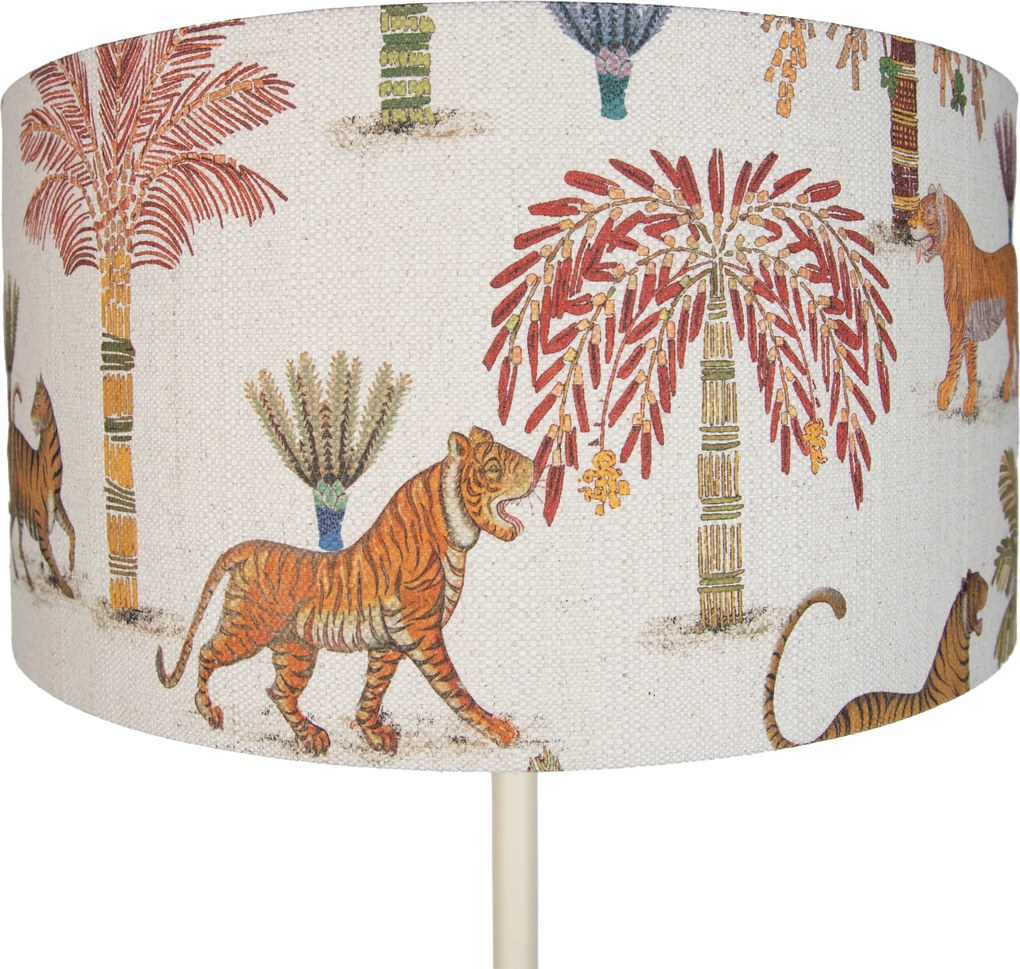 Lampada da terra Japandi beige con paralume stampa animale multicolore 50cm - Simplo