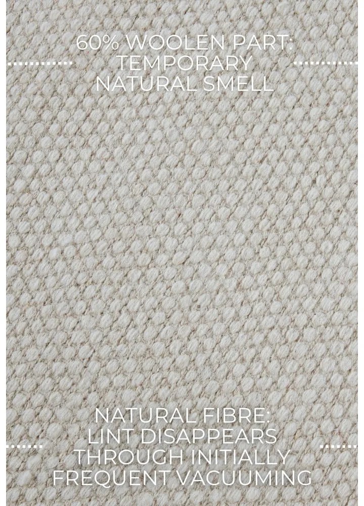 Tappeto color crema tessuto a mano in lana 60x90 cm Pradesh Natural White - Elle Decoration