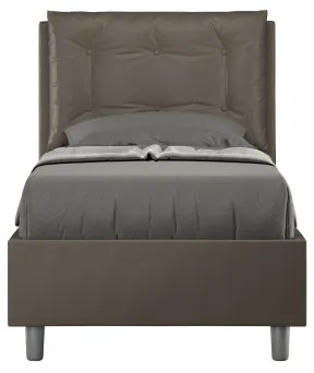 Letto singolo senza rete imbottito 80x190 similpelle cappuccino Annalisa
