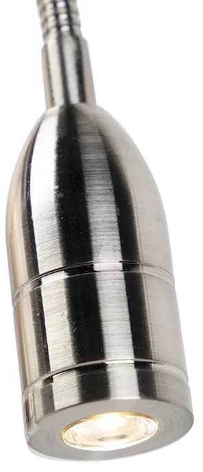 Lampada da parete moderna in acciaio con paralume bianco - Bergamo