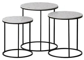 Set di 3 tavoli Nero Grigio Ferro 45 x 45 x 51 cm (3 Unità)