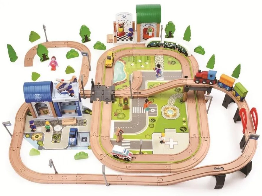 2Kids Toys - Set ferroviario Città e Villaggio, 200 pezzi