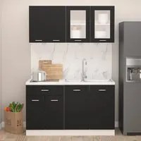 Set Armadi da Cucina 4 pz Nero in Truciolato 3067656