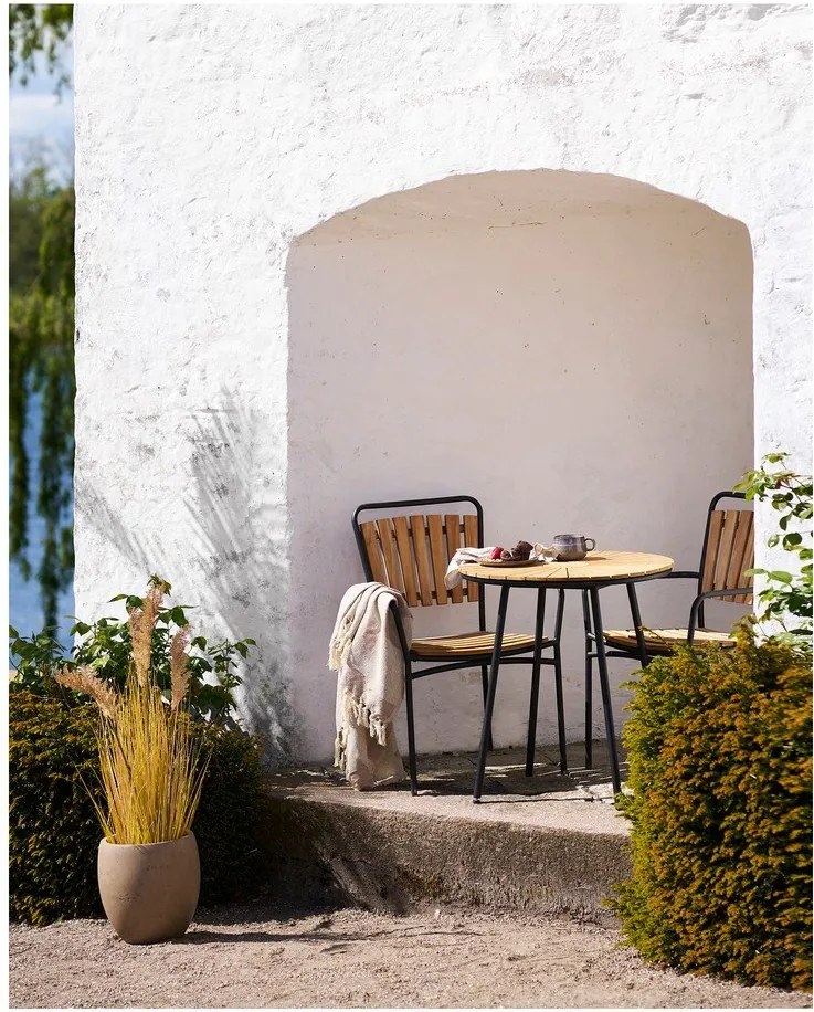 Sedie da esterno in set di colore naturale in legno massiccio/in metallo 2 pz Cleveland – House Nordic