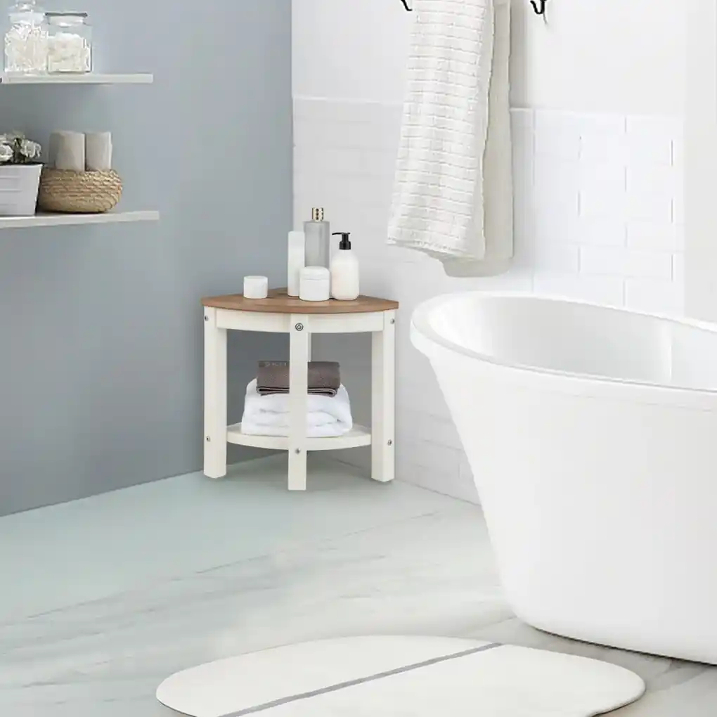 Sgabello da doccia impermeabile a 2 livelli, Sgabello con ripiano per vasca  da bagno e depilazione gambe Marrone - Costway