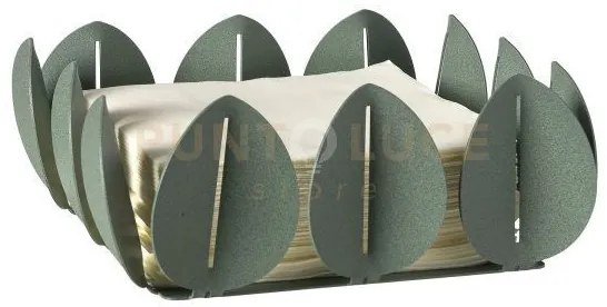 Portatovaglioli di design ficus verde salvia in ferro 21x21x9h cm
