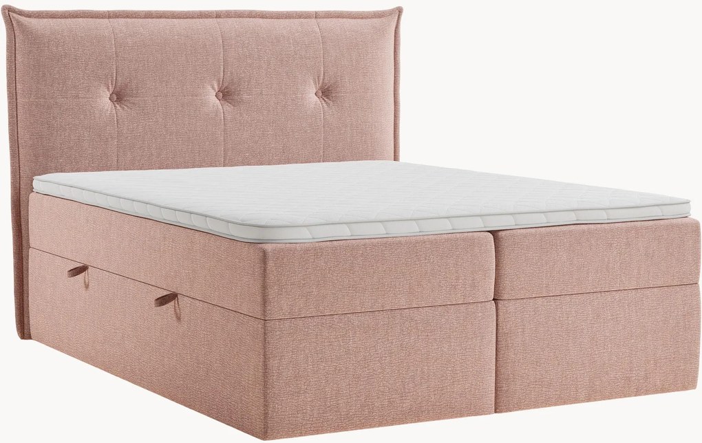 Letto boxspring in ciniglia fatto a mano con contenitore Aussie, H3