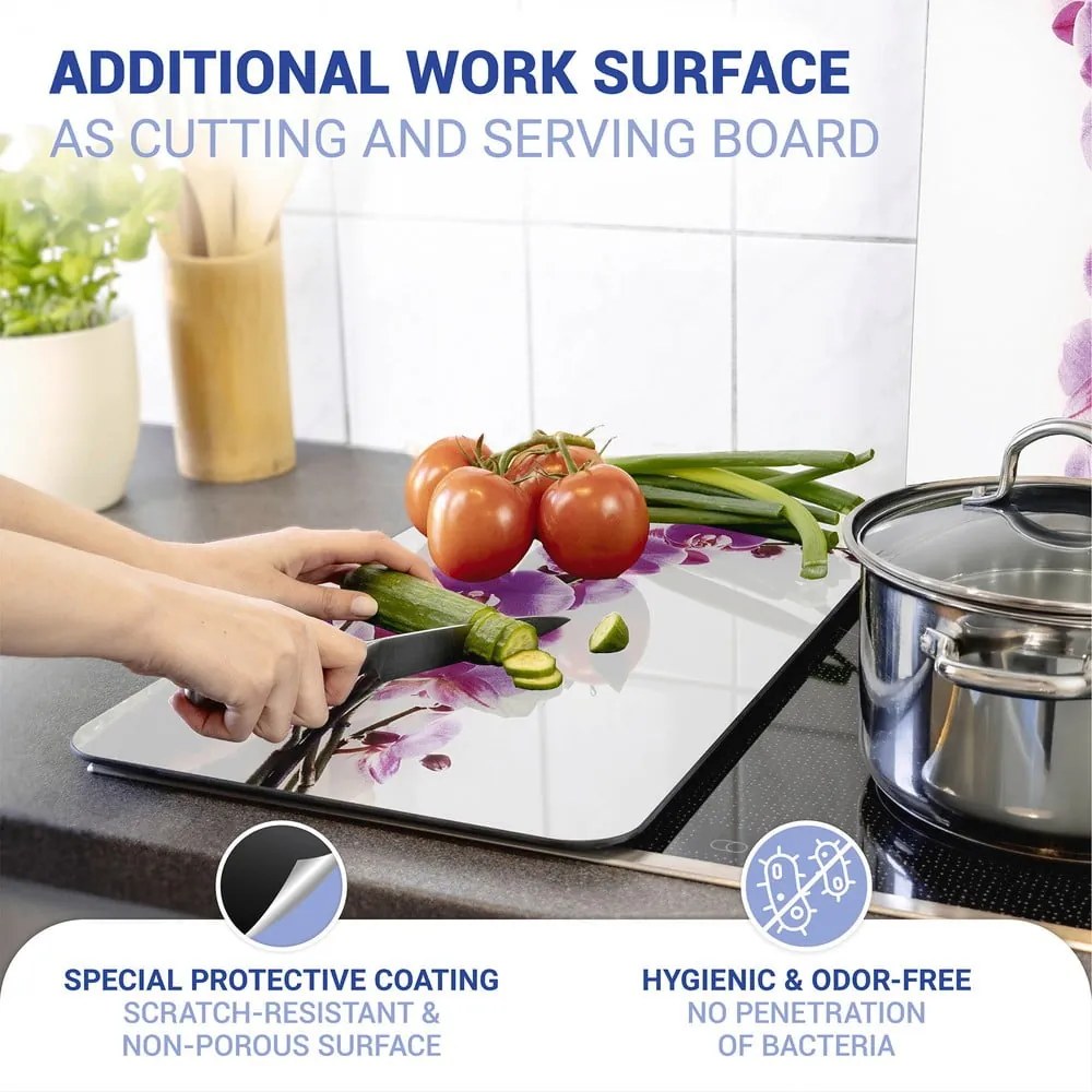 Set di 2 copri stufe in vetro Orchidea, 52 x 30 cm Orchid Blossom - Wenko