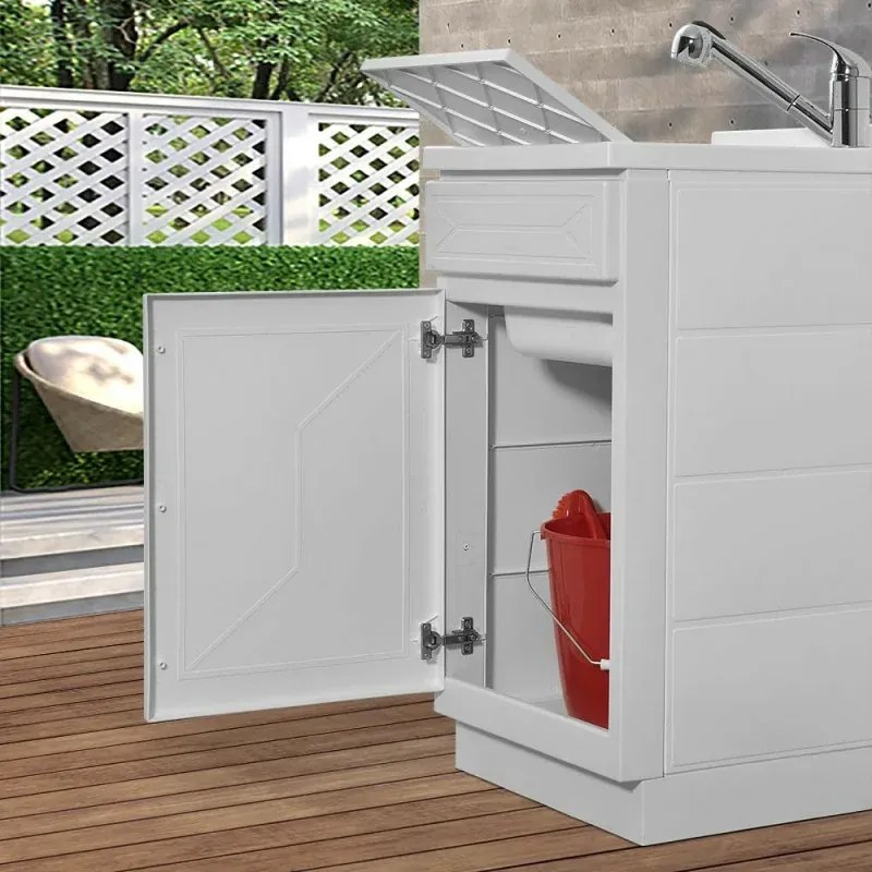Mobile Lavatoio in Kit bianco 45x50 cm completo di asse lavapanni