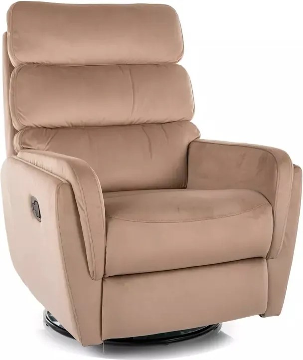 Poltrona reclinabile Argos in velluto Bluvel con funzione girevole e dondolo – colore beige