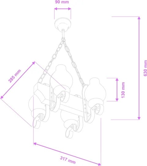 Brilagi - Lampadario a sospensione con catena QUEEN 4xE14/40W/230V faggio