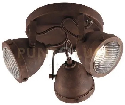 Plafoniera habana ruggine 3 luci attacco gu10 30,5x20x15,5cm in met...