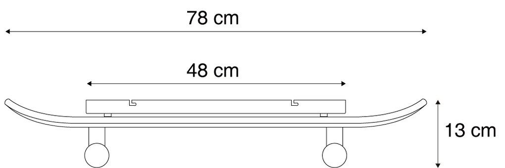Lampada da parete nera con blu 80cm - Skateboard
