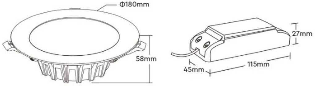 Faro da incasso 18W RGB+CCT IP20 Angolo 120° foro Ø150 - 160 mm Colore RGB+CCT