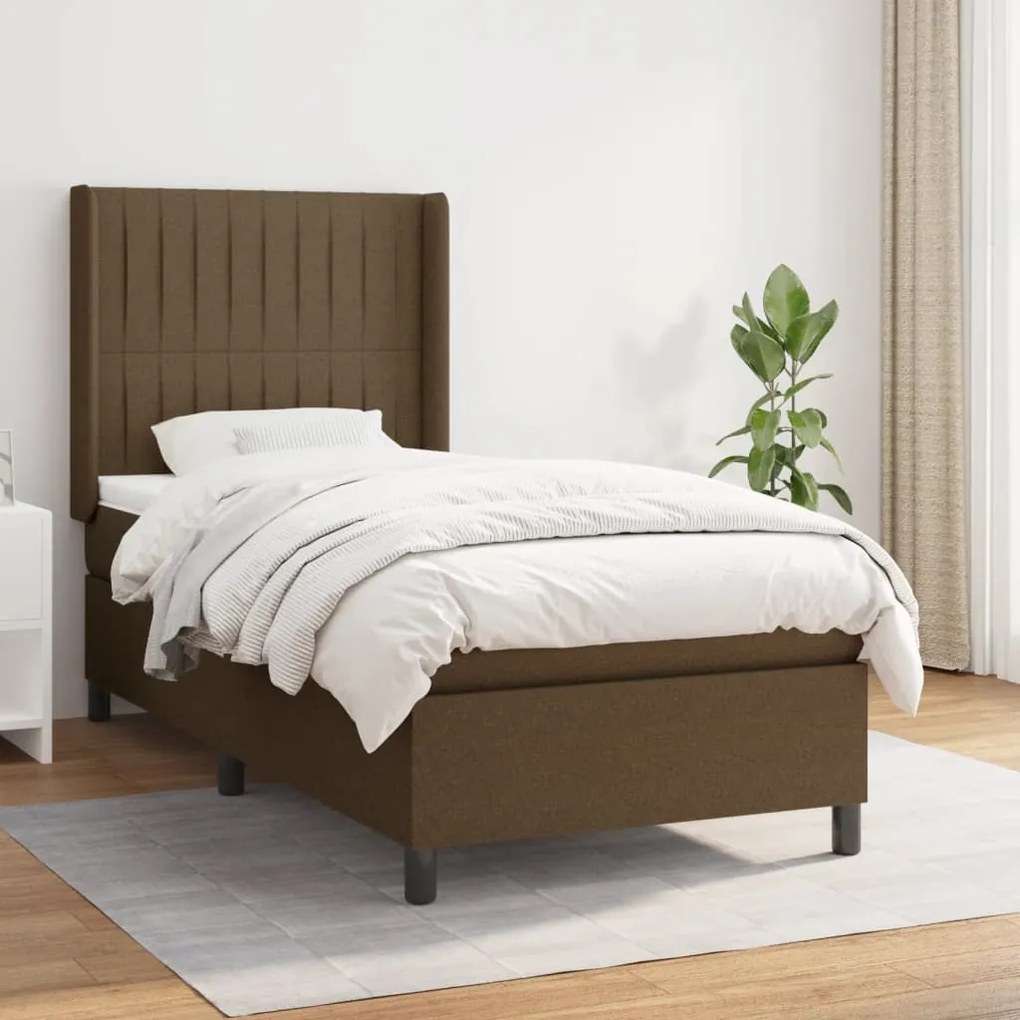 Giroletto A Molle Con Materasso Marrone Scuro 90x190cm Tessuto /