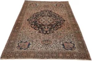 Antik Medaglione Floreale Rosa Antico Blu Scuro 128x200 Cm