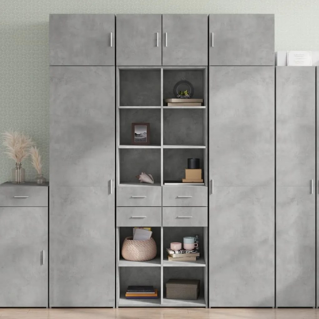 Credenza grigio cemento 70x42,5x185 cm in legno multistrato