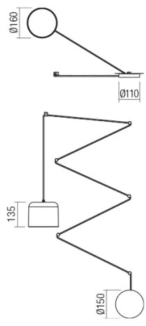 Redo 01-1822 - Lampadario a sospensione con filo DODO 1xE27/15W/230V ragno nero