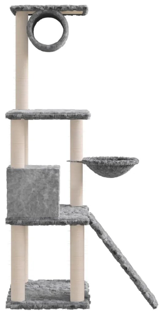 Albero per gatti con tiragraffi in sisal grigio chiaro 131 cm