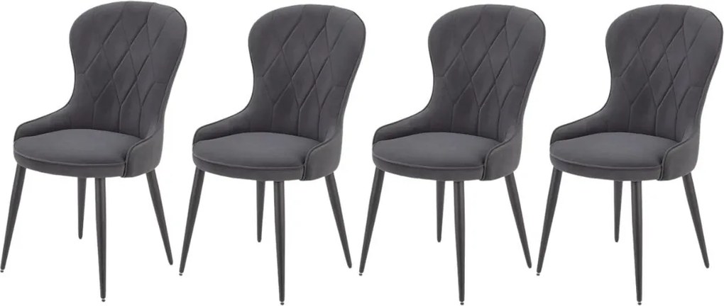 Set di 4 sedie K366 in velluto grigio