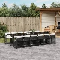 Set da Pranzo da Giardino 13pz con Cuscini Nero in Polyrattan 3211662