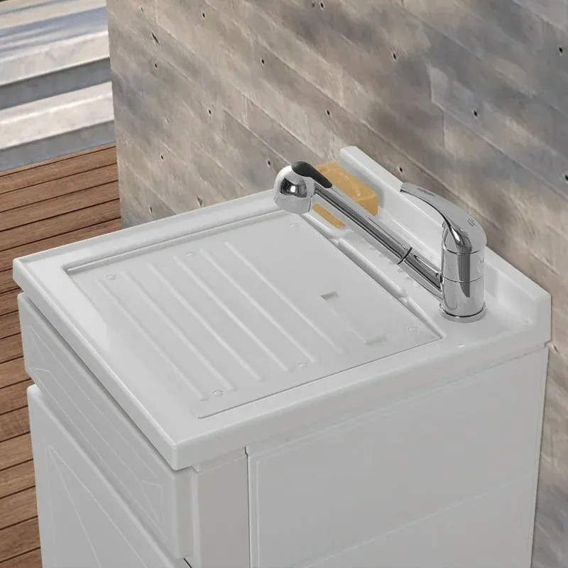 Mobile Lavatoio in Kit bianco 45x50 cm completo di asse lavapanni