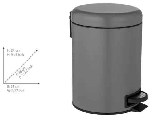 WENKO 24682100 - Cestino LEMAN 21x24 cm grigio/nero