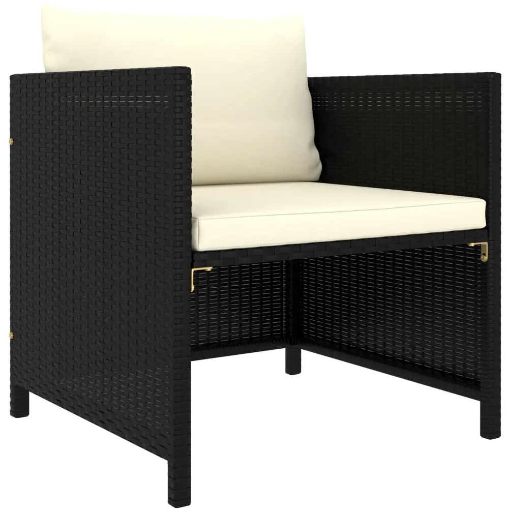 Set Divani da Giardino 4 pz con Cuscini in Polyrattan Nero