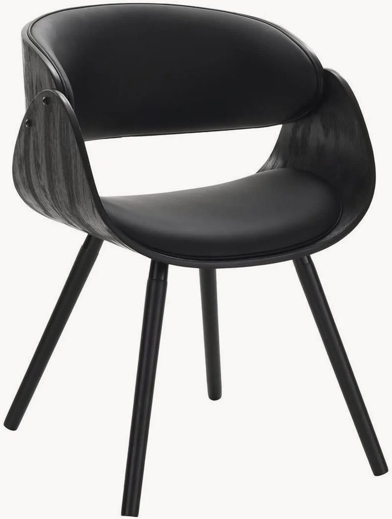 Sedia con braccioli in similpelle effetto legno Visby Evo