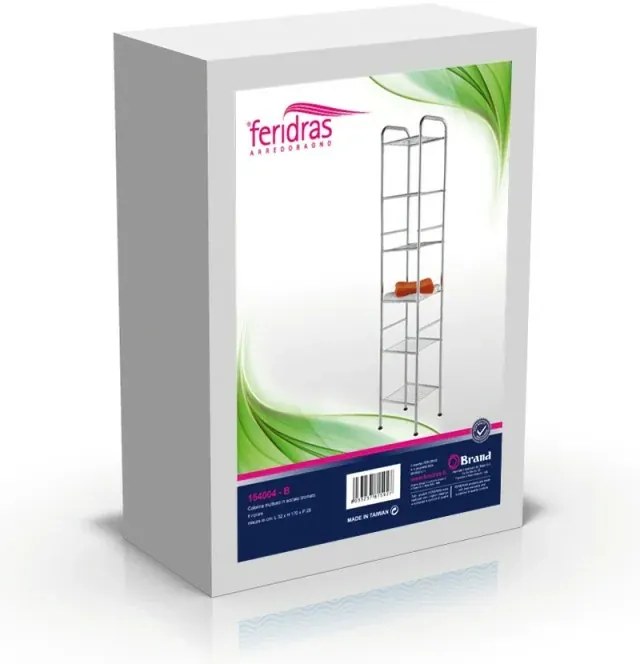 Scaffale portaoggetti a 6 ripiani H 170 cm design moderno in acciaio cromo