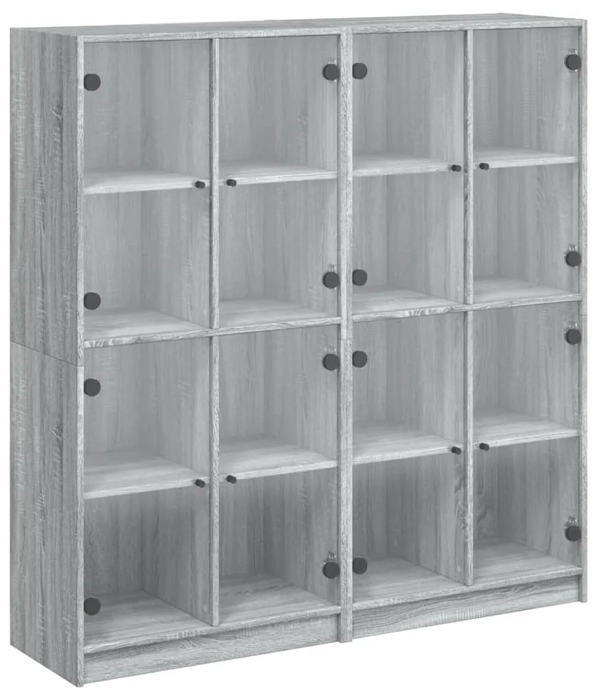 Libreria ante grigio sonoma 136x37x142 cm in legno multistrato