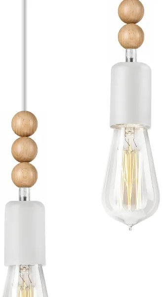 Lampadario a cavo SIMON 2xE27/60W/230V bianco/rovere