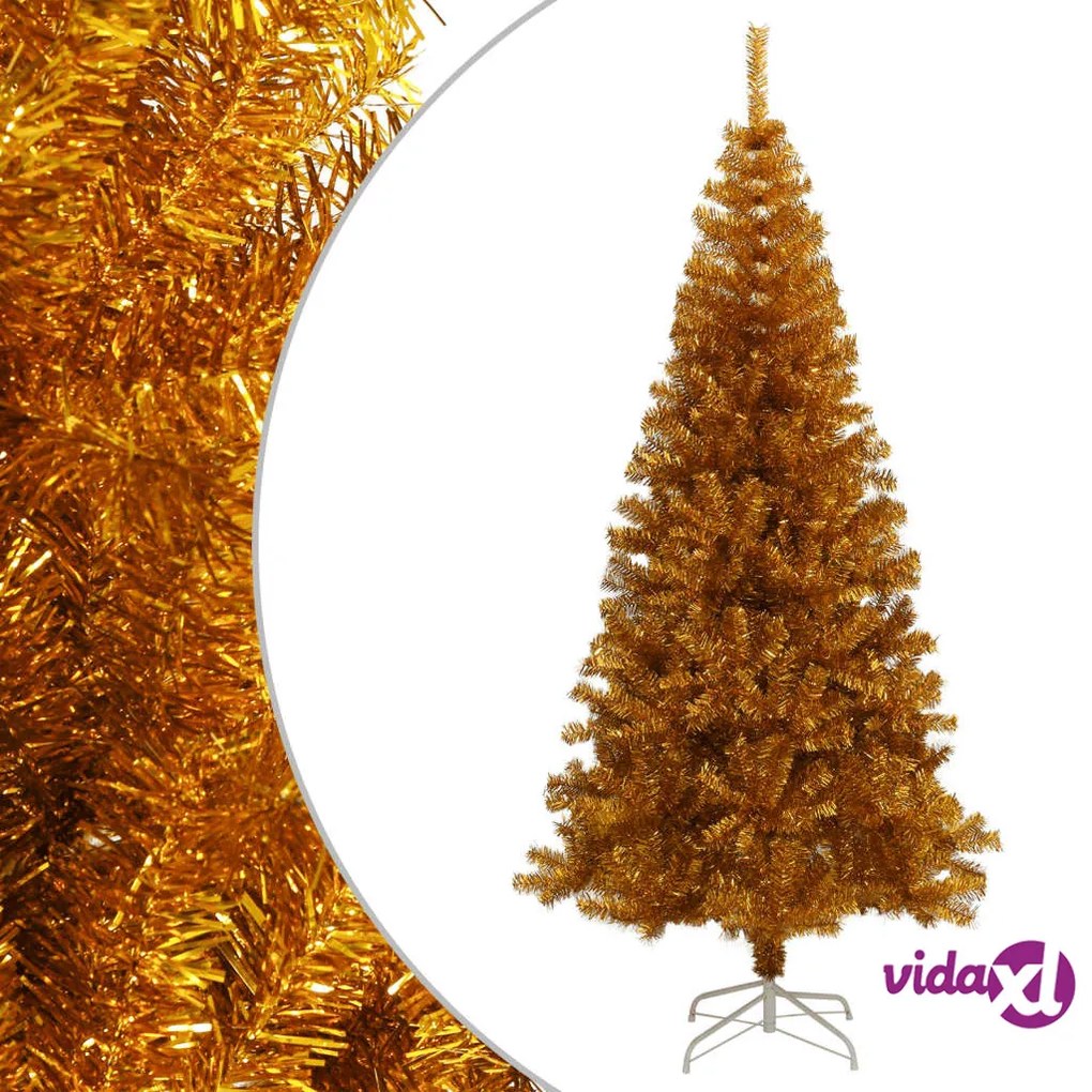 vidaXL Albero di Natale Artificiale con Supporto Oro 180 cm PET