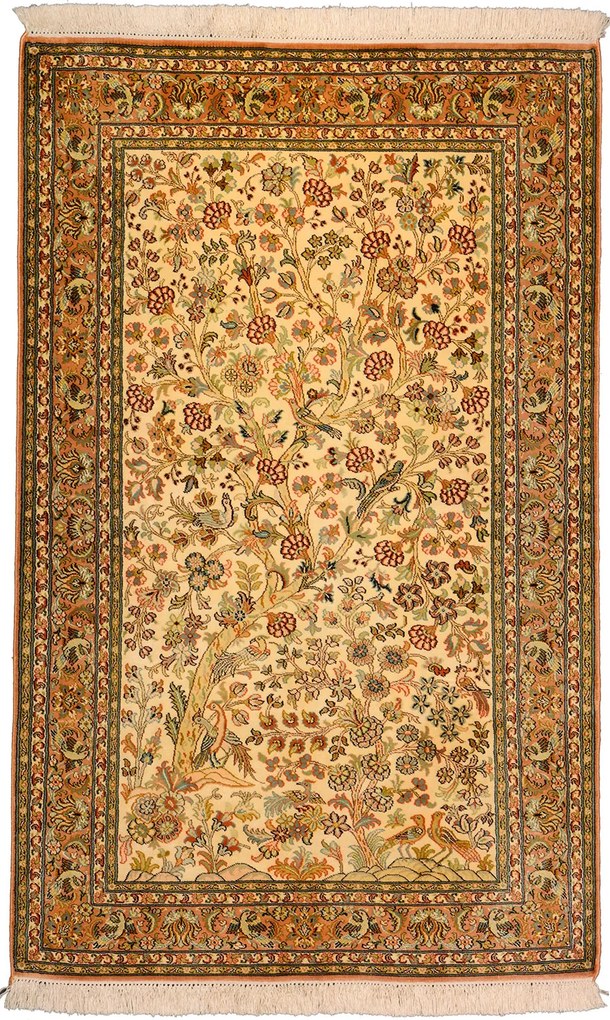 Cashmere Silk Tappeto 80x130 Beige (Indian) Annodato A Mano