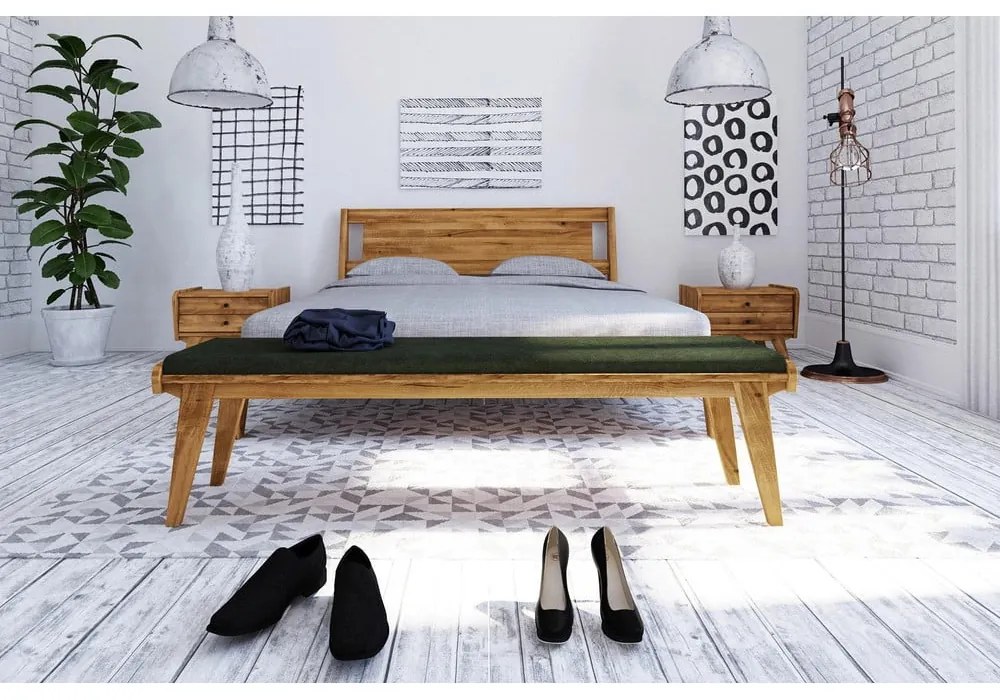 Panchina in rovere con seduta verde Retro - The Beds