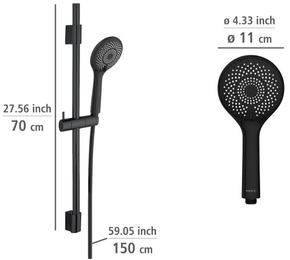 WENKO 25453100 - Set doccia WATERSAVING SYSTEM 70 cm nero