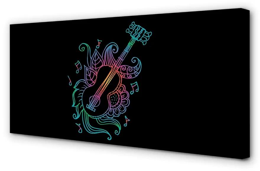 Quadro stampa su tela Note di chitarra colorate 100x50 cm