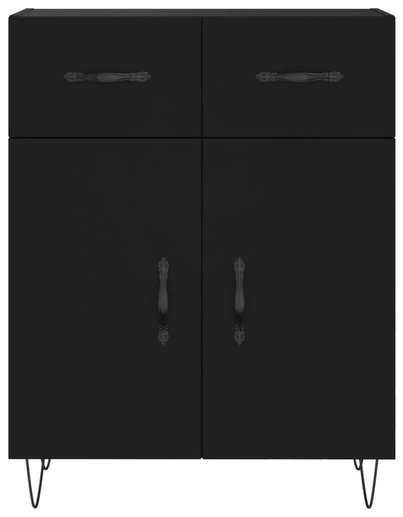 Credenza Nera 69,5x34x180 cm in Legno Multistrato