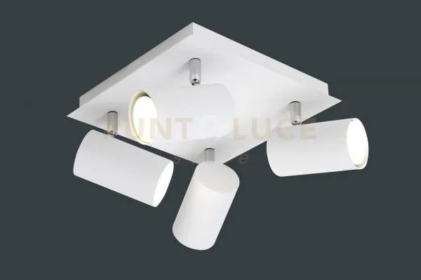 Marley plafoniera quadrata 4 spots soft bianco 24x24cm 4 luci attac...