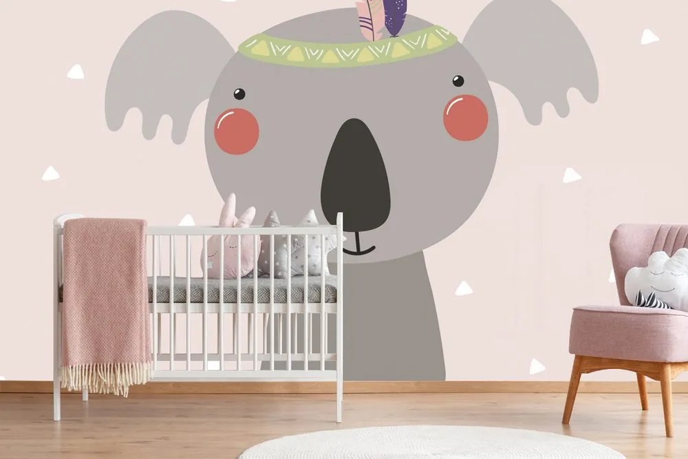 Carta da parati autoadesiva – Koala con piuma indiana